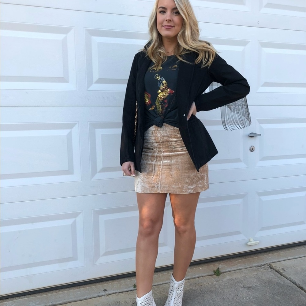 Free people velvet mini skirt. Size 6